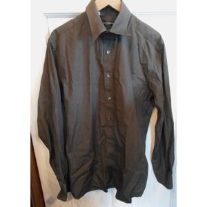 Dolce & Gabbana Solid Brown Long Sleeve Shirt Size 17 / 43 Iridescent Buttons